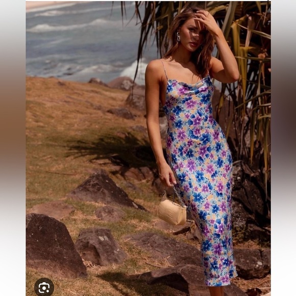 Sofia the Label / Isabelle Floral slip strappy violet midi Dress XS - Picture 2 of 11